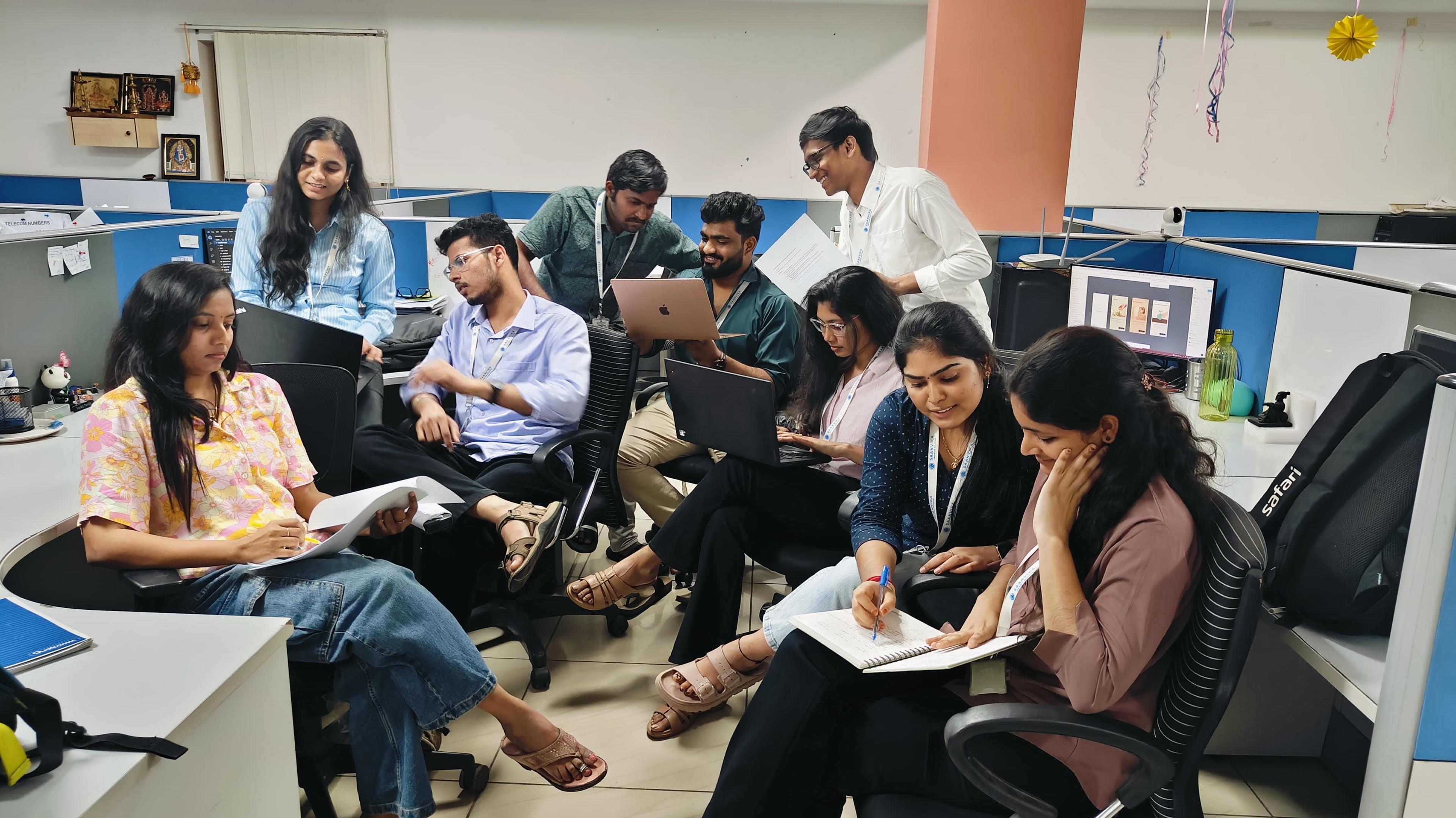 Saanvika Software Solutions team collaborating at the Hyderabad office